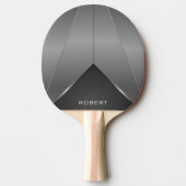 Metaalgrijs geometrisch ontwerpmonogram tafeltennisbatje (Voorkant)