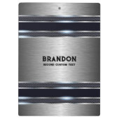 Metaalgrijs industrieel geometrisch ontwerpmonogra klembord (Achterkant)