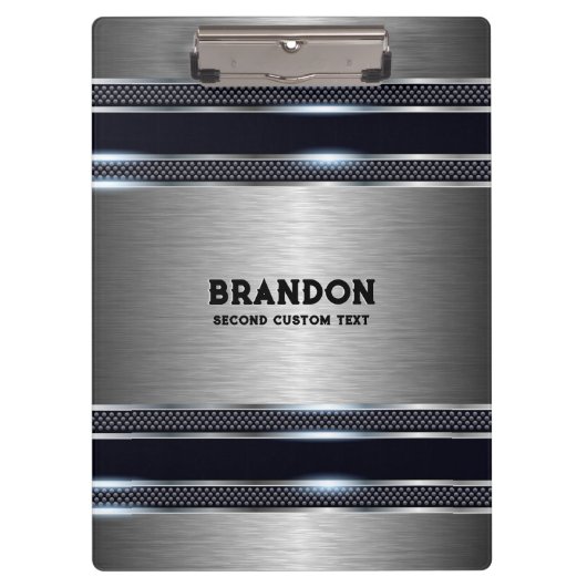 Metaalgrijs industrieel geometrisch ontwerpmonogra klembord (Voorkant)