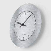 Metaalgrijze geborstelde aluminium look grote klok (Hoek)