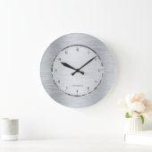 Metaalgrijze geborstelde aluminium look grote klok (Huis)