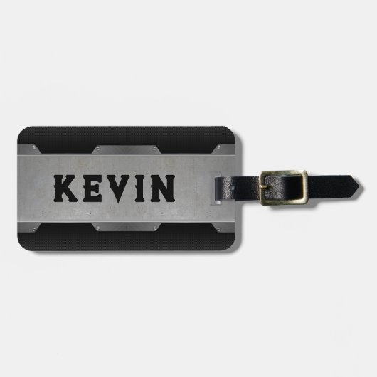 Metaalgrijze textuur Afbeelding Geometrisch ontwer Bagagelabel (Voorkant horizontaal)