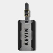 Metaalgrijze textuur Afbeelding Geometrisch ontwer Bagagelabel (Voorkant verticaal)
