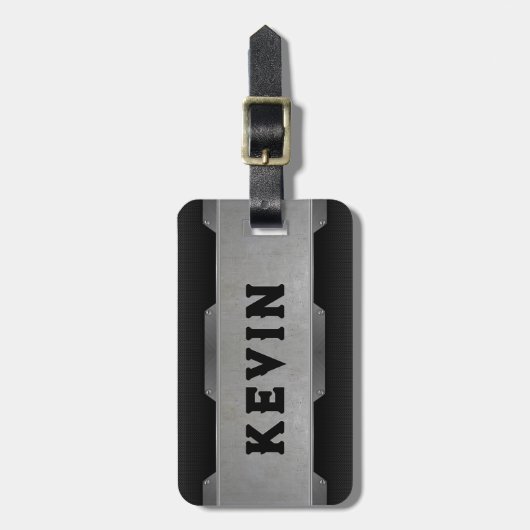 Metaalgrijze textuur Afbeelding Geometrisch ontwer Bagagelabel (Voorkant verticaal)