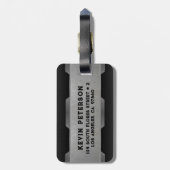 Metaalgrijze textuur Afbeelding Geometrisch ontwer Bagagelabel (Achterkant verticaal)