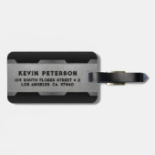 Metaalgrijze textuur Afbeelding Geometrisch ontwer Bagagelabel (Achterkant horizontaal)