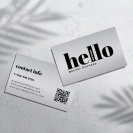 Metaalgrijze textuur gepersonaliseerde zwarte typo visitekaartje
