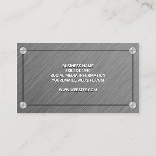 Metaalgrijze textuur | Schroeven Visitekaartje (Achterkant)