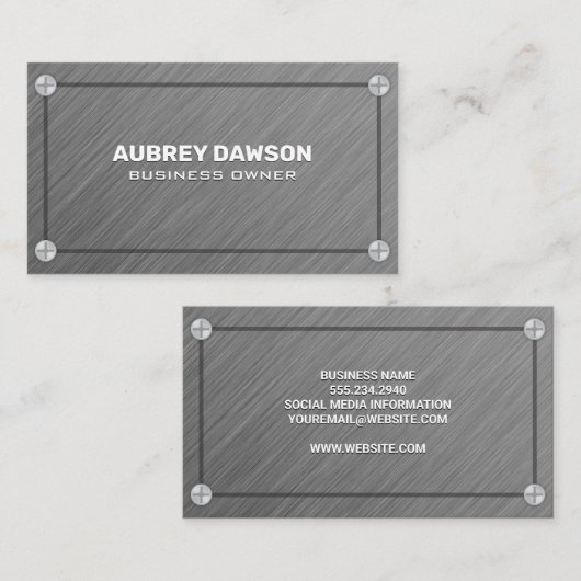 Metaalgrijze textuur | Schroeven Visitekaartje (Voorkant / Achterkant)