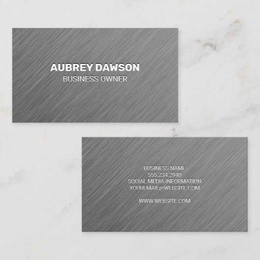 Metaalgrijze textuur visitekaartje (Voorkant / Achterkant)