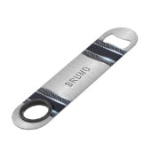 Metaalgrijze textuur zwarte industriële strepen speed flessenopener (Voorkant Gekanteld)