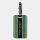 Metaalgroen geborsteld aluminium textuur bagagelabel (Achterkant verticaal)