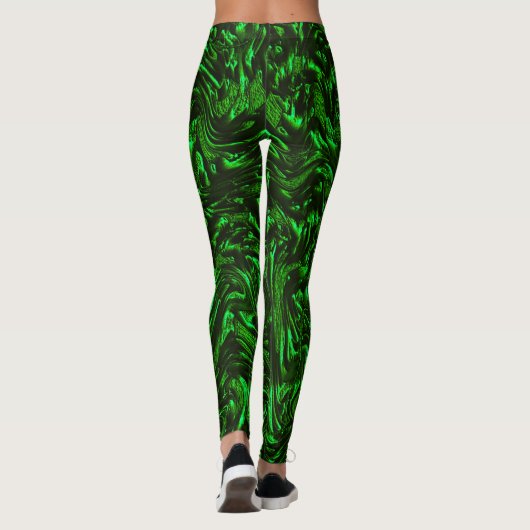 Metaalgroen getextureerde korrels leggings (Achterkant)