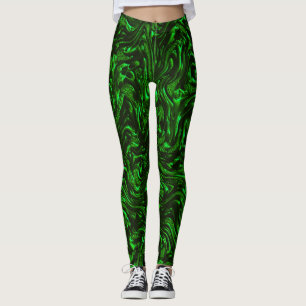 Metaalgroen getextureerde korrels leggings
