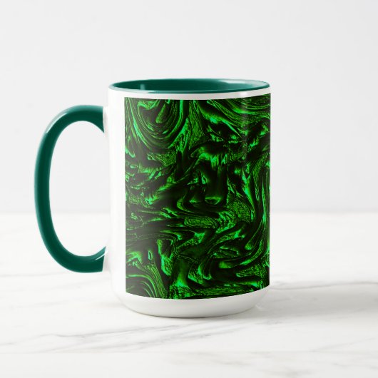 Metaalgroen getextureerde korrels mok (Links)