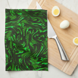 Metaalgroen getextureerde korrels theedoek