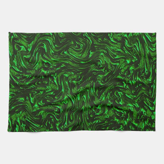 Metaalgroen getextureerde korrels theedoek (Horizontaal)