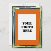 Metaalgroen Lijst Oranje Dinnerlijk Pet Afstuderen Kaart (Achterkant)