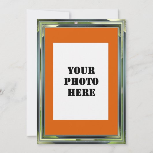Metaalgroen Lijst Oranje Dinnerlijk Pet Afstuderen Kaart (Achterkant)