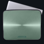 Metaalgroen roestvrij staal laptop sleeve<br><div class="desc">Elegante metalen groene achtergrond,  glanzend roestvrij staal.</div>