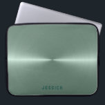 Metaalgroen roestvrij staal laptop sleeve<br><div class="desc">Elegante metalen groene achtergrond,  glanzend roestvrij staal.</div>