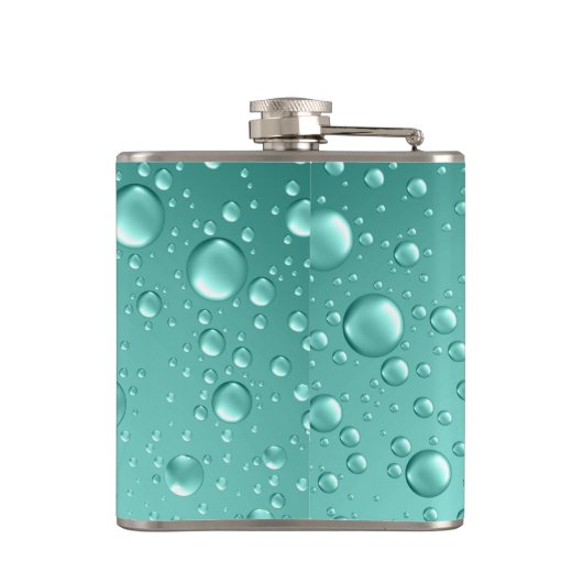 Metaalgroene Blauwgroen-groene Abstracte Regenneer Heupfles (Achterkant)