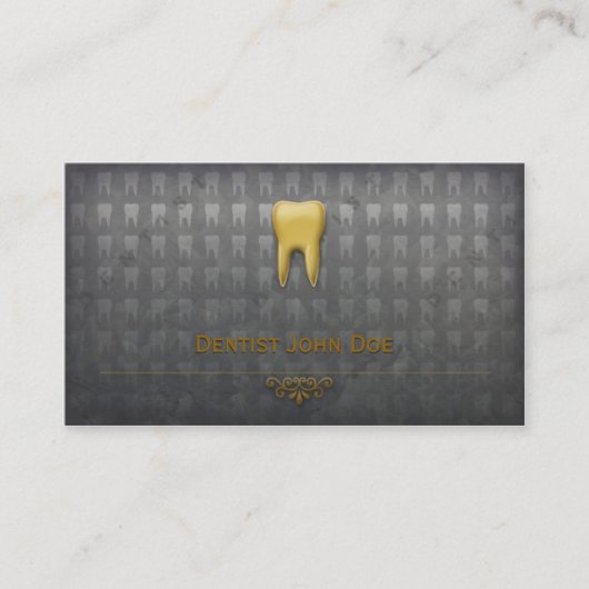 metaalgulden tanden tandarts tandheelkundig visite visitekaartje (Voorkant)