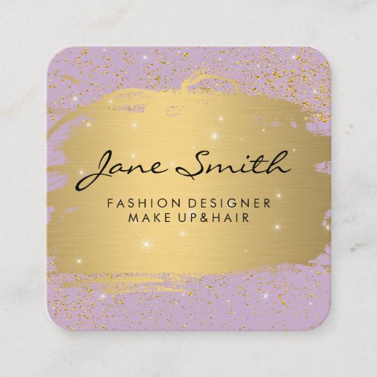 Metaalguldenpenseel Paars en pekeltje Vierkante Visitekaartje (Voorkant)