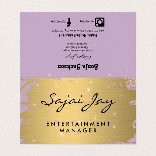 Metaalgulzige Paars met penselen Visitekaartje (Buitenkant ongevouwen)