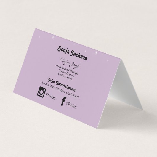Metaalgulzige Paars met penselen Visitekaartje (Achterkant)
