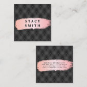 Metaalhoudend leder | Roze geborsteld Vierkante Visitekaartje (Voorkant / Achterkant)