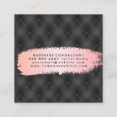 Metaalhoudend leder | Roze geborsteld Vierkante Visitekaartje (Achterkant)