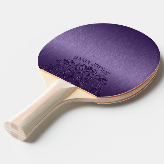 Metaalhoudende Paarse geborstelde aluminium Paarse Tafeltennisbatje (Voorkant Gekanteld)