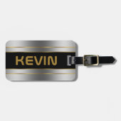 Metaalhoudende zilver- en goudstrepen bagagelabel (Voorkant horizontaal)