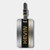 Metaalhoudende zilver- en goudstrepen bagagelabel (Voorkant verticaal)