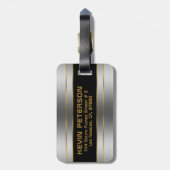 Metaalhoudende zilver- en goudstrepen bagagelabel (Achterkant verticaal)