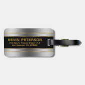 Metaalhoudende zilver- en goudstrepen bagagelabel (Achterkant horizontaal)