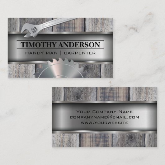 Metaalhout | Frankrijk | Cirkelzagen Visitekaartje (Voorkant / Achterkant)