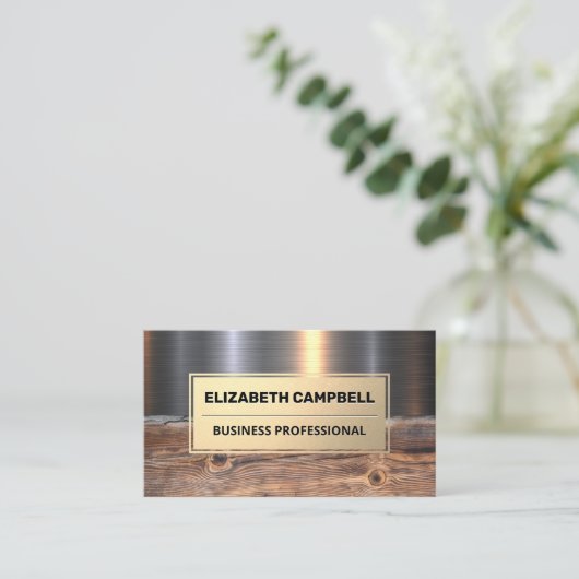 metaalhout | industrieel visitekaartje (Staand voorkant)