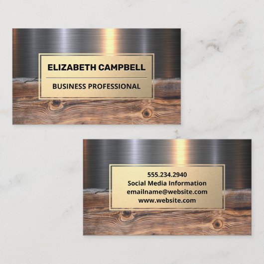 metaalhout | industrieel visitekaartje (Voorkant / Achterkant)