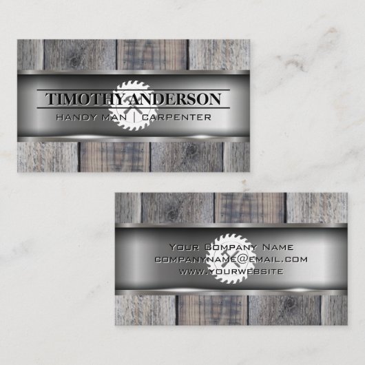 Metaalhout | Zauw en Hammer Visitekaartje (Voorkant / Achterkant)