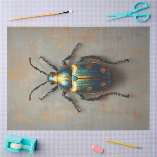 Metaalkever smaragdgroen en goud decoupage tissuepapier (Craft)