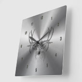 Metaalkleurloos roestvrij staal & zwart deer Illus Vierkante Klok (Hoek)