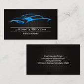 Metaalkoolstofvezel | Blauwe Logo sportauto Visitekaartje (Voorkant / Achterkant)