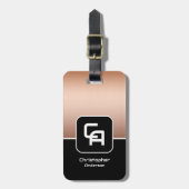 Metaalkopermonogram Bagagelabel (Voorkant verticaal)