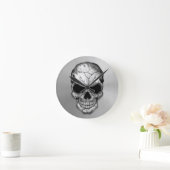 Metaalkristal schedel op roestvrij staaleffect ronde klok (Huis)