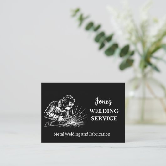 Metaallasser, Fabricator, Aannemer Zwart & Wit Visitekaartje (Staand voorkant)
