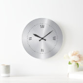 Metaallicht zilver geborsteld aluminium textuur grote klok (Huis)