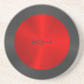 Metaallook voor zwarte en rode cirkel zandsteen onderzetter (Voorkant)