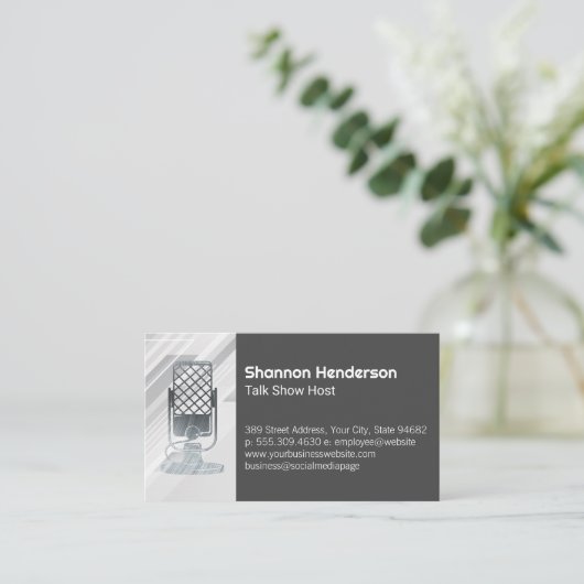 metaalmicrofoon | podcast visitekaartje (Staand voorkant)